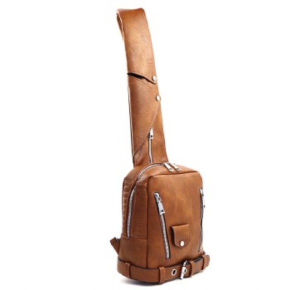 Faux Leather Sling Backpack - Picture 2 of 9